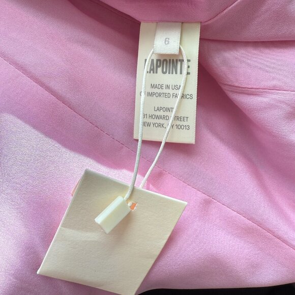 LAPOINTE Matte Crepe Broad Shoulder Blazer Jacket Womens 6 Blossom Pink Chic NWT - Picture 15 of 16
